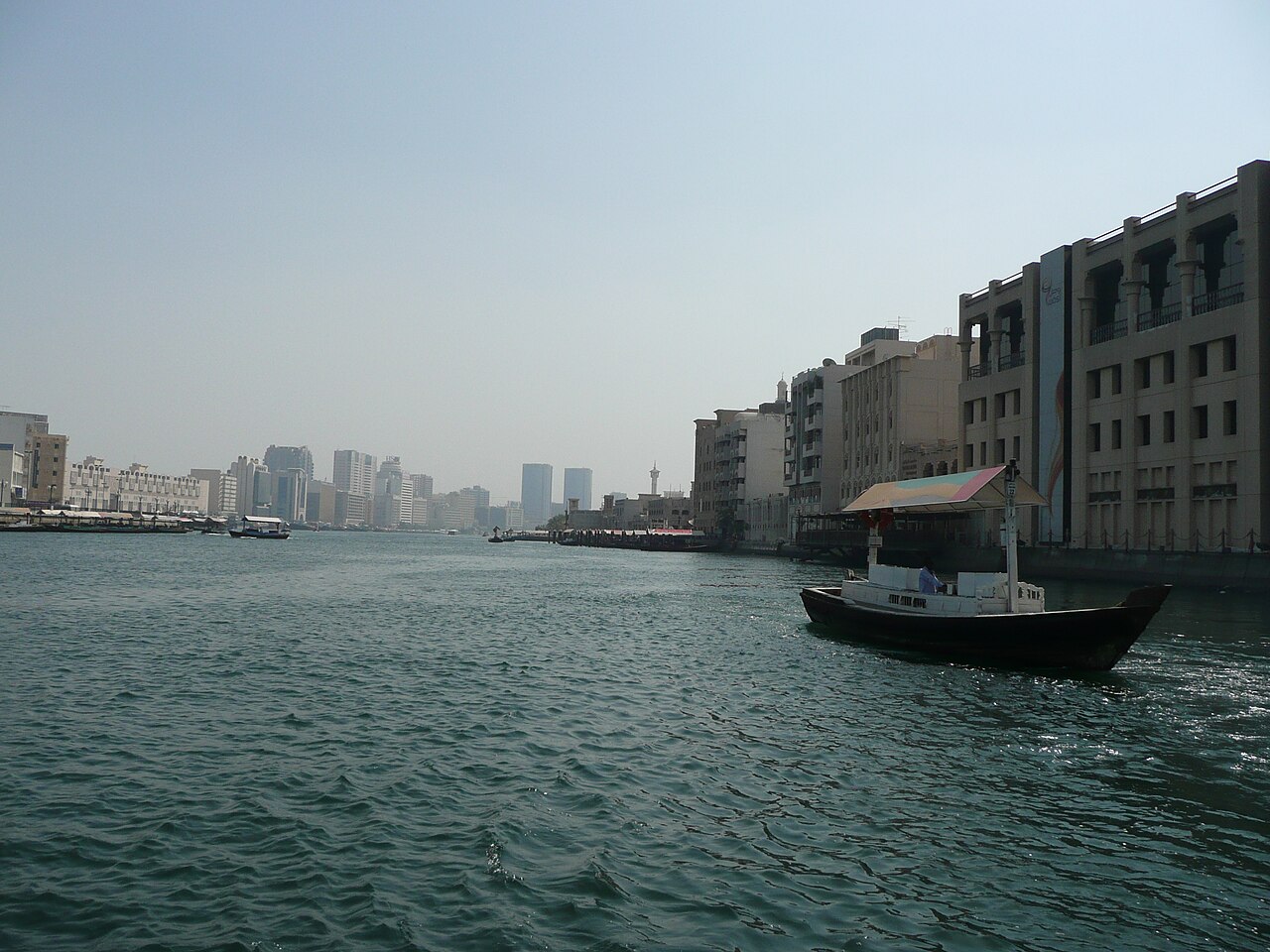 Dubai Creek with traditional abra boats