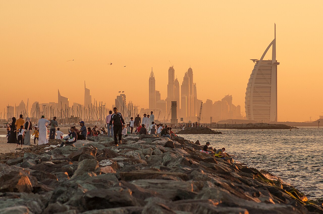 Sunset over a Dubai beach