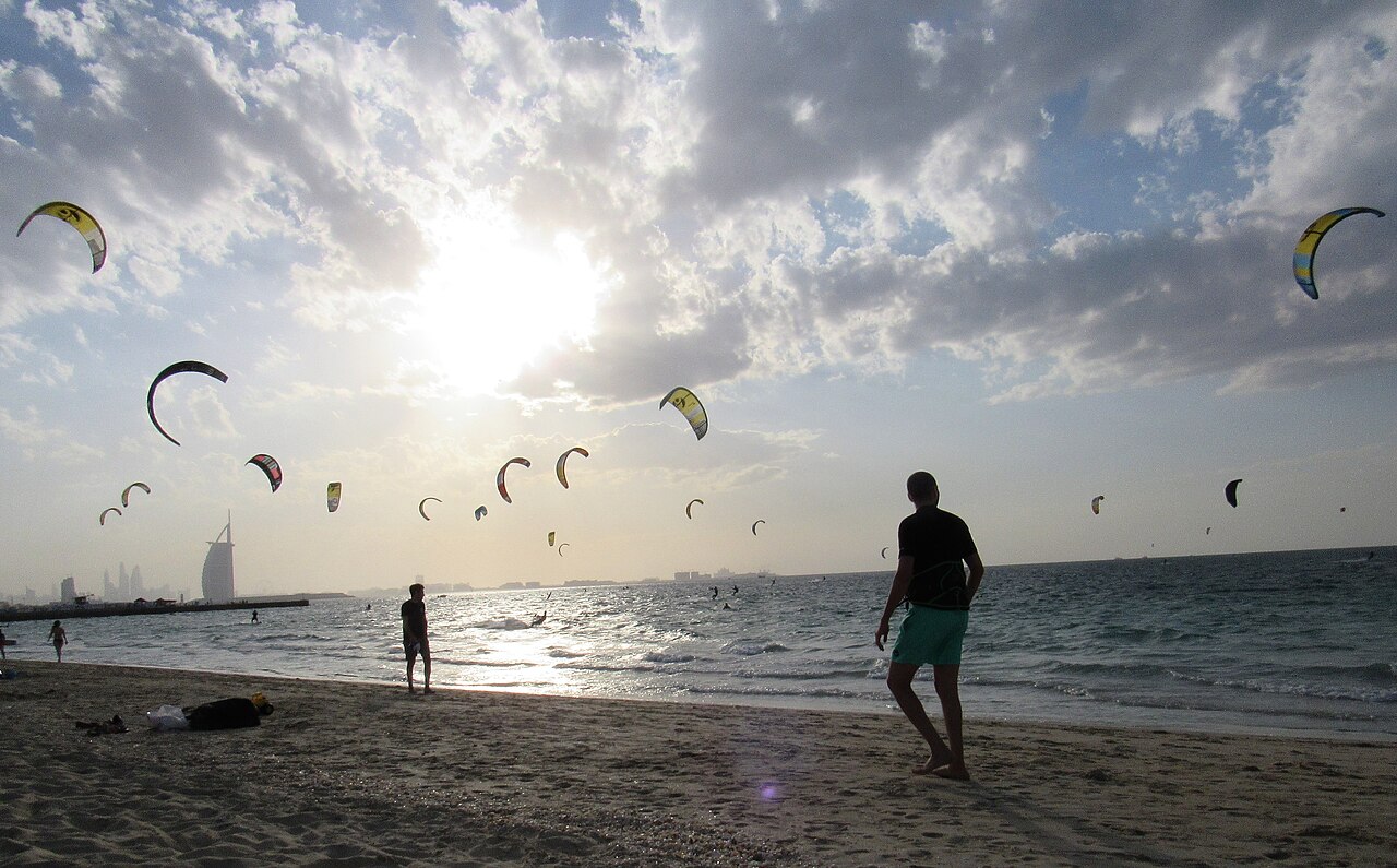 Kitesurfing at a Dubai beach